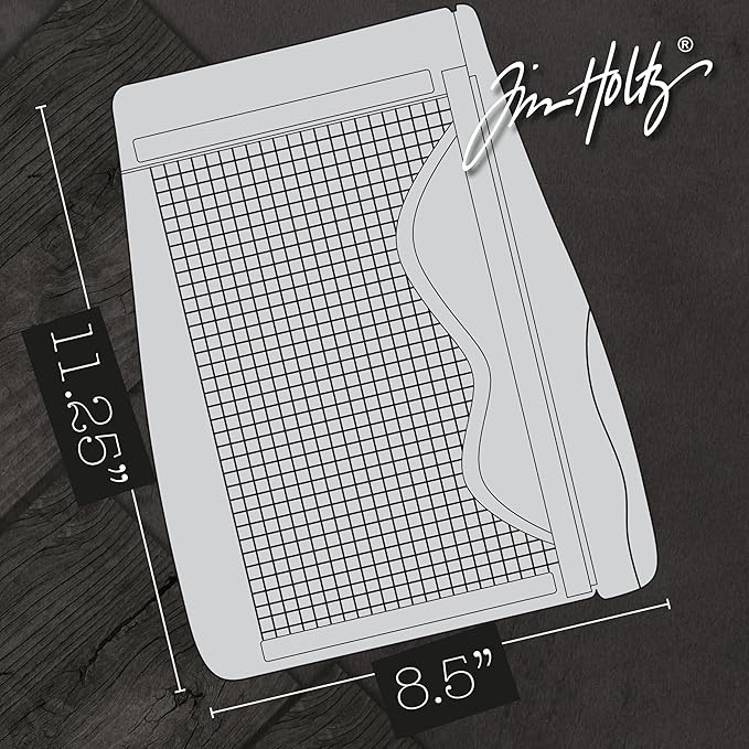 Tim Holtz Paper Cutter Deckle Edge Tool - Guillotine Paper Trimmer for Distressing Cardstock and Craft Paper - 8.5 Inch Cutting Length with Ruler and Grid Lines, White.