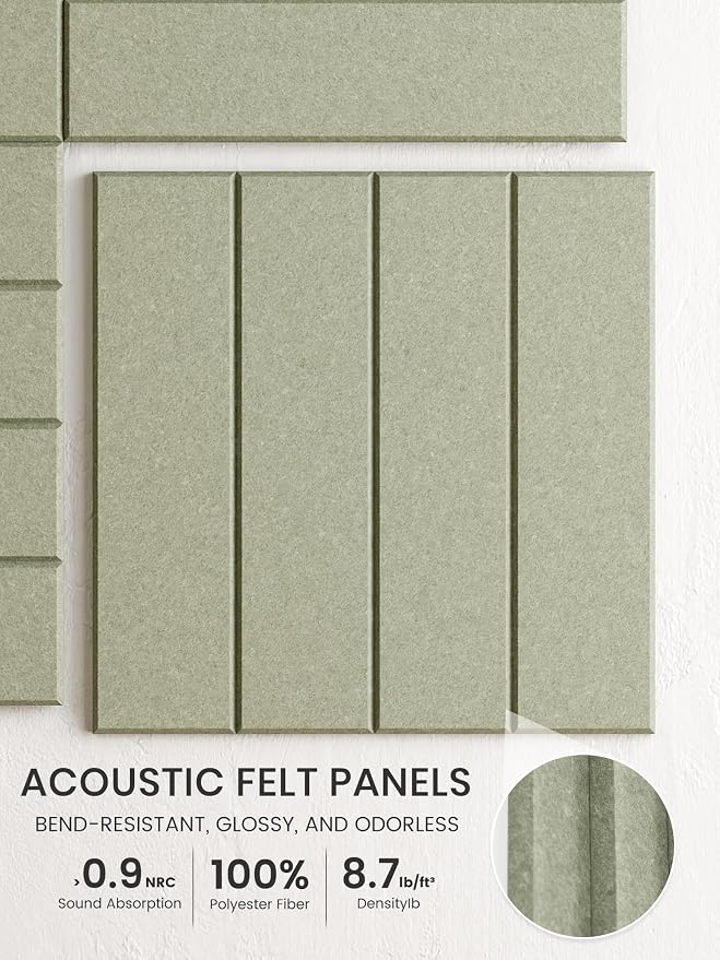 Bumusty 36"x 24" Large Felt Bulletin Board Tiles, Sage | 6-Pack Cork Board Alternative, Wall Decor, 30 Pushpins, 30 Adhesive Tabs, Vision Board, Office, Classroom, Home, Dorm