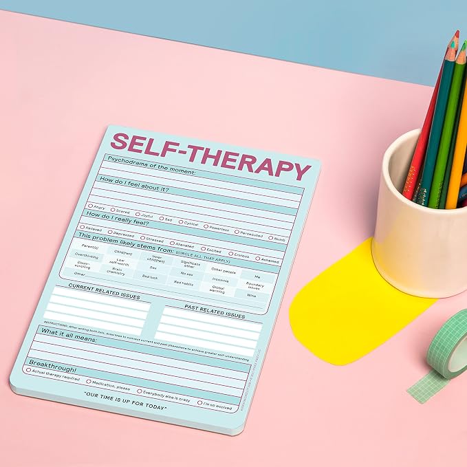 Knock Knock Self-Therapy Pad, Checklist Note Pad for Step-by-Step Stress Relief (Pastel Version), 6 x 9-inches