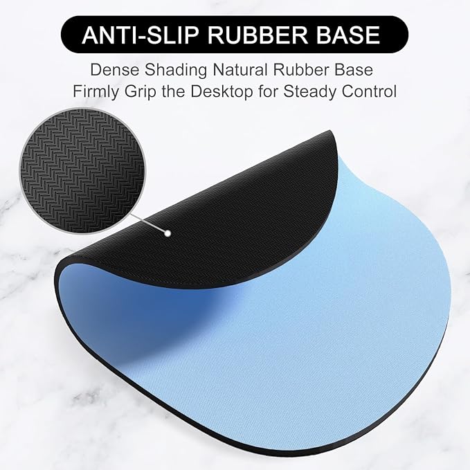 Hsurbtra Mouse Pad, Premium-Textured Small Oval Mousepad 8.7 x 7.1 Inch Blue, Thick 3 mm Anti-Slip Waterproof Rubber Pretty Cute Computer Mat for Office Home Gaming Laptop Men Women Kids