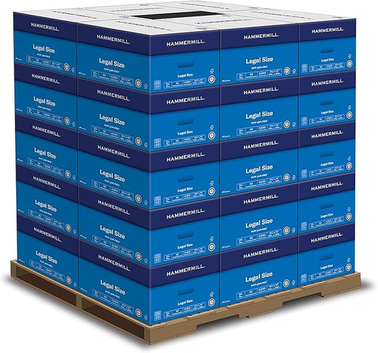 Hammermill Printer Paper, 20 lb Copy Paper, 8.5 x 14-92 Bright, Made in the USA- 1 Pallet, 30 Cases (150,000 Sheets)