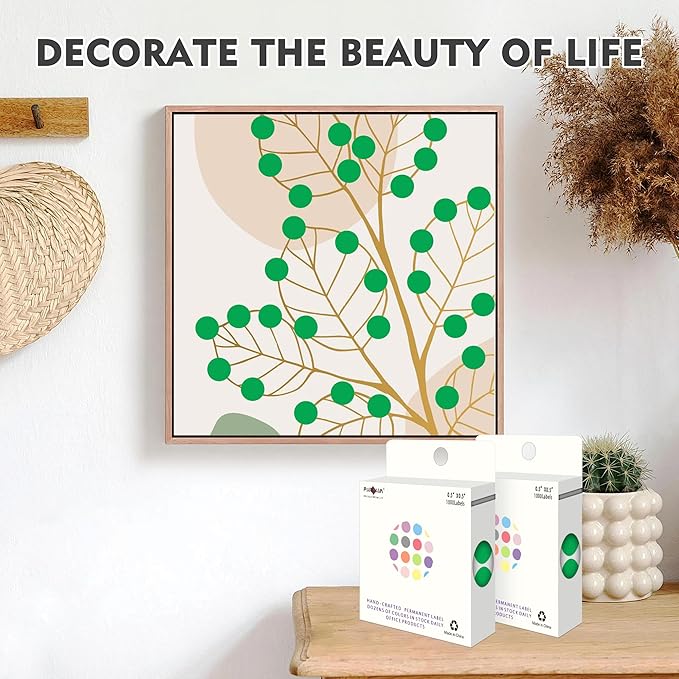 PARLAIM 10000pcs 1/2 Inch Round Color Code Dot Stickers, 10 Rolls Adhesive Green Circle Labels for Office Classroom