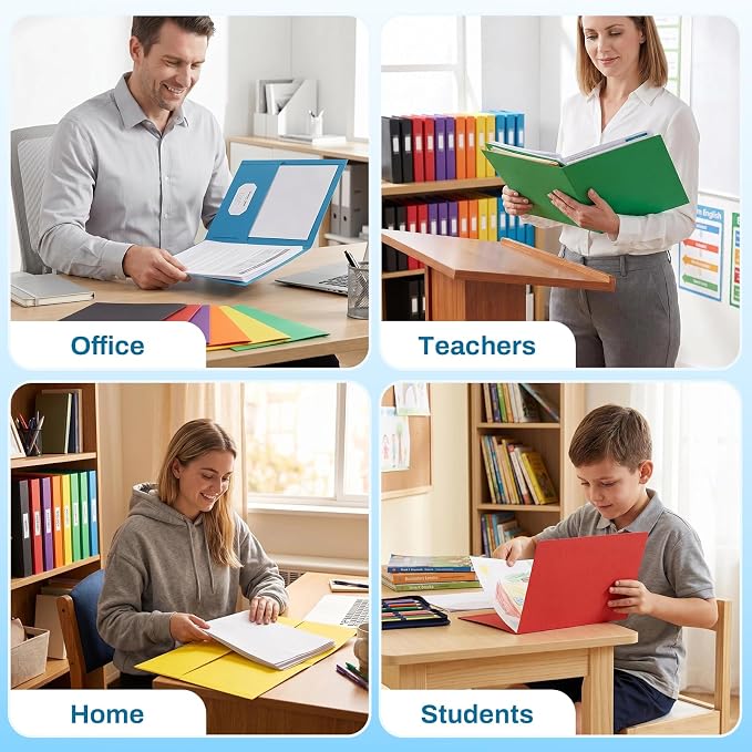 SUNEE Folders with Pockets(25 Pack, Assorted Colors), 2 Pocket Folders Fit Letter Size Paper, Paper File Folder for School Office Home Business