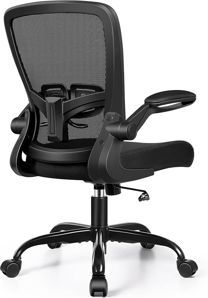 FelixKing Office Chair, Ergonomic Comfy Desk Chair with Flip-up Armrests | Adjustable Height, 360° Swivel, Flexible Tilt, Breathable Cushion and Fabric, Lumbar Support for Home Conference Room Office
