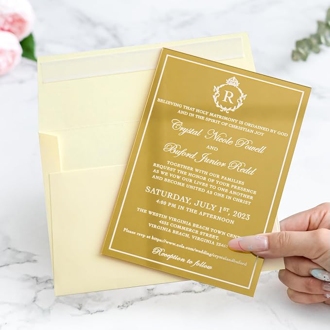 PONATIA 50PCS 5x7 Envelopes, Cream A7 Envelopes for Weddings, Invitation Cards, Photos, Postcards, Greeting Cards Mailing, Baby Shower, Graduation, Christmas Gift Cards