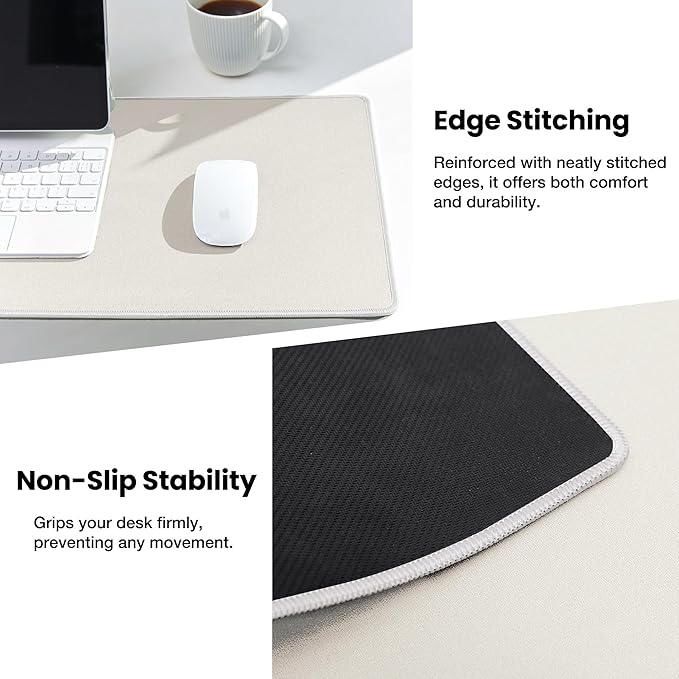 ALOANES Waterproof Mouse Pad with Durable Stitched Edge, XXXL Gaming Keyboard Pad, Non-Slip Rubber Base Mouse Mat, Extended Desk pad for Gamer, Office & Home, Beige Mousepad 35.4"x 15.7"x 0.12"