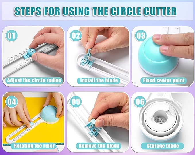 MyLifeUNIT Circle Cutter, Circular Rotary Cutter for Paper Crafts Scrapbooking (Included 6 Blades), Cutting Diameter 4 in to 12.6 in