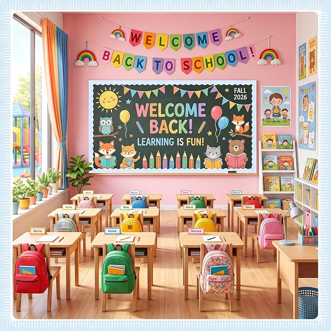 2 Rolls 65.6ft Marcaron Blue Striped Bulletin Board Borders Decoration Scalloped and Straight Edge Blue Bulletin Borders Board Trim for Office School Classroom Chalkboard Party Decoration