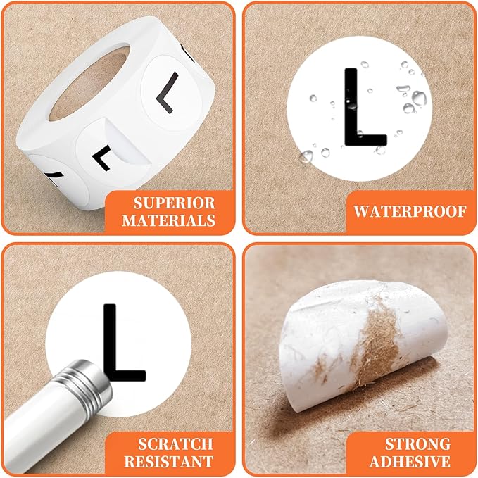 3500 Pcs 7 Rolls 7/8 Inch Size Stickers, 7 Sizes Coded Round Self Adhesive Labels for Clothing, Sticker Holder for Shirt (XS, S, M, L, XL, XXL, and XXXL), BIAlabel