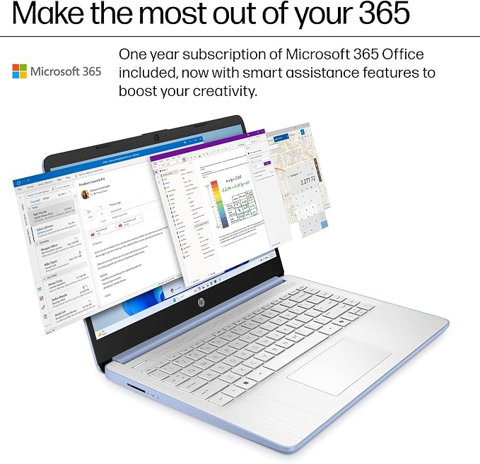 HP Pavilion Laptop 2026 Notebook for Students & Remote Work, Intel N150, 16GB RAM, 128GB Storage, 256GB SD Card, Lightweight, Long Battery Life, Wi-Fi 6, 1 Year Office 365, Win 11 Home S, Steel Blue