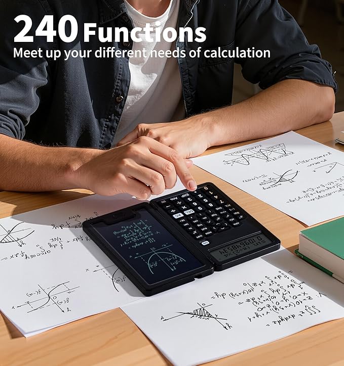 Scientific Calculators for Students, Office Desktop Calculators, 240 Computing Functions, Small Calculator with Notepad, Ideal for Middle High School Students and Teachers (Black)
