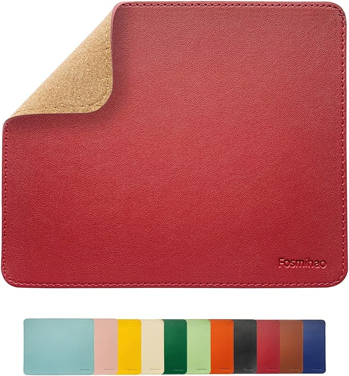 Leather Mouse Pad - Wood Mouse Pad, Double Side Mouse Pad with Stitched Edge, Waterproof Ultra Thin Mouse Pad for Computers, Laptop, Office & Home, 10.2 x 8.3 Inch, 1 Pack (Burgundy)