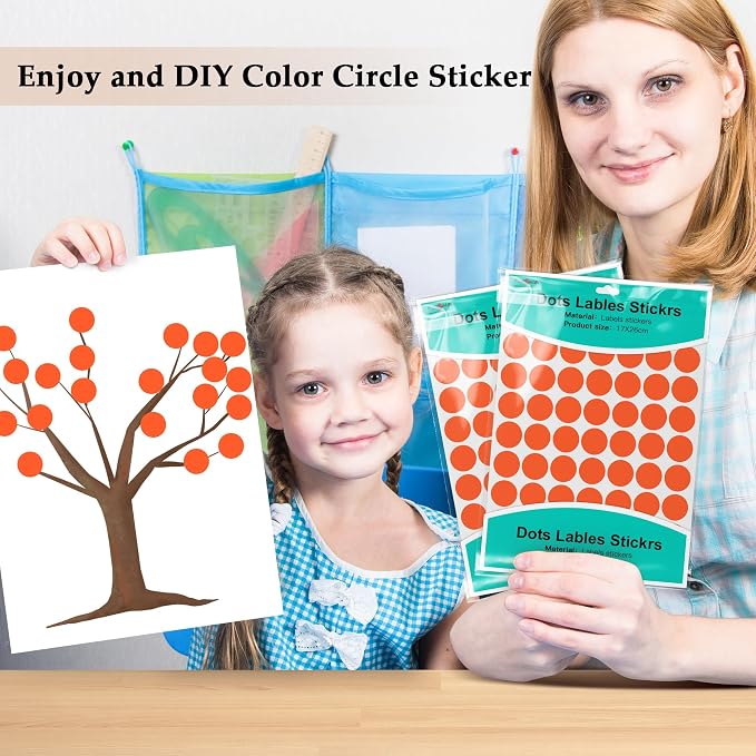 PARLAIM 3/4 Inch Coding Circle Sticker Labels,Pack of 1050 Round Color Code Dot Labels Stickers for Home Office Marking,Organizing(Neon Orange)