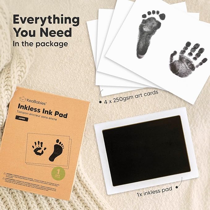 1-Pack Inkless Baby Hand and Footprint Kit - Mess Free Ink Pad for Newborn Keepsake, Dog Nose & Paw Print Kit, Clean Touch Ink Pad for Baby Hand & Footprints, Ideal New Mom Gifts (Jumbo)