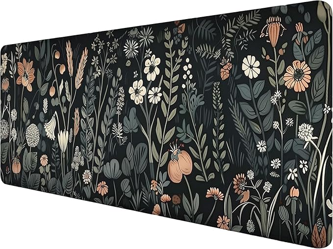 Floral Gaming Mouse Pad Desk Pad Aesthetics Flower Plant Weeds XL Mouse Pad Large Mousepad Extended Laptop Keyboard Mat Gaming Desk Pad Mouse Mat Office Computer Keyboard Laptop Home 31.5"x11.8"