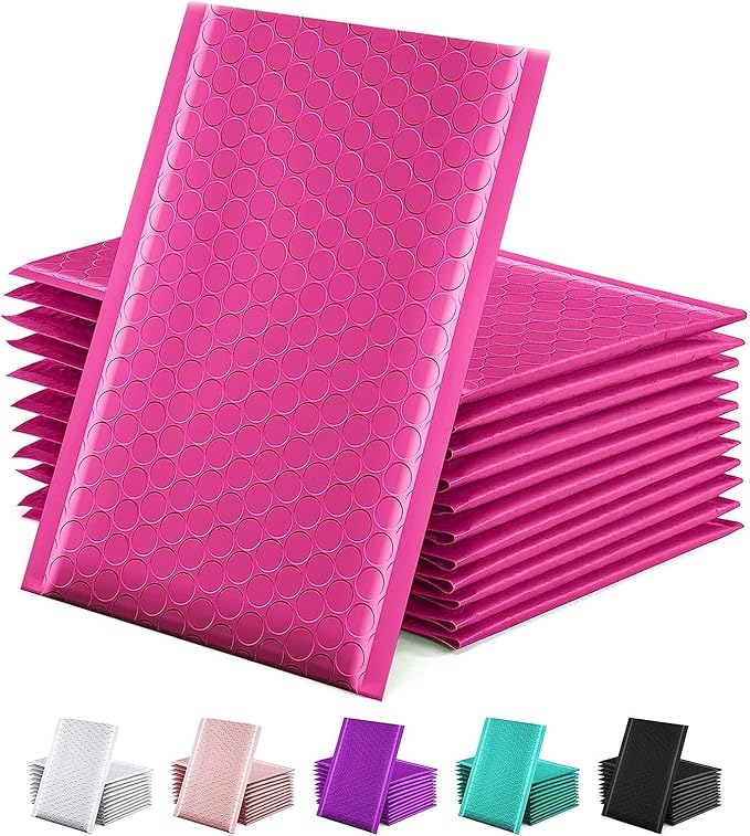 GSSUSA Bubble Mailers 6x10 Inches 50-Pack Usable Size 6x9“ Bubble Mailer Envelopes Small Packaging Mailing Envelope Bags Shipping Bag Bulk Pack Self Seal Package Mail Packing Business Supplies, Pink