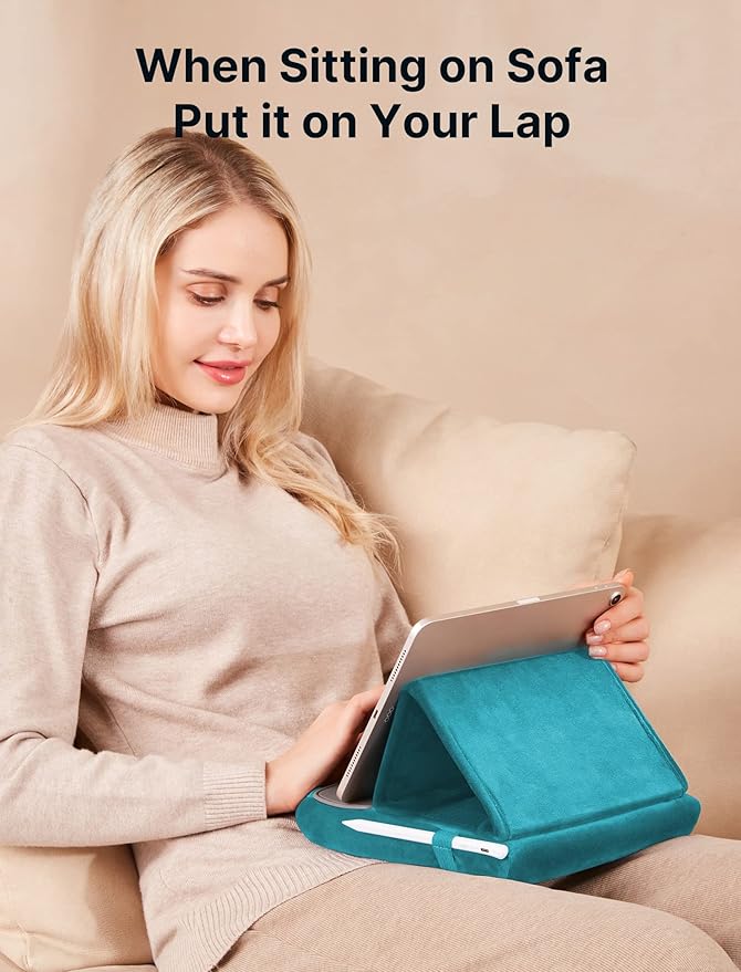 JSAUX Tablet Pillow Stand, Tablet Stand Holder Dock for Lap, Bed and Desk Compatible with iPad Pro 11 10.5 9.7 10.2 Air Mini, Kindle, Tablets, Phones, E-Reader, Books and More 4-10.9'' Devices Green