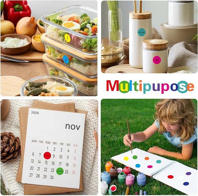 5000 PCS 3/4" Colored Dot Stickers Circle Color Coding Labels, 10 Colors on Round Coding Label Sticker for Office, Student Classroom, Family Etc(10 Rolls, 0.75 Inches)