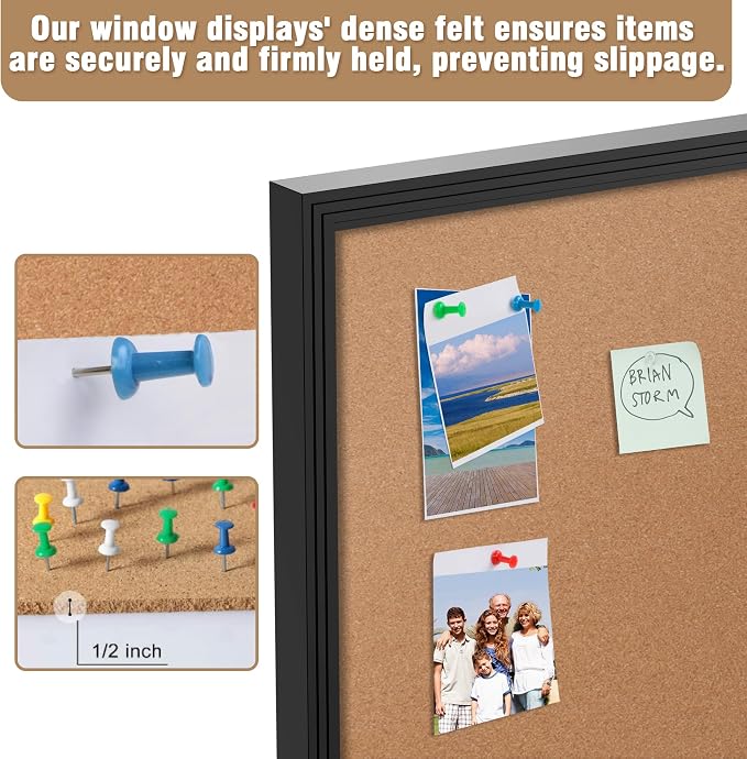 Mifuro 26"x20" Enclosed Bulletin Board, Outdoor Lockable Weather-Resistant Aluminum Cork Noticeboard for School & Office, Black Frame w/Cork