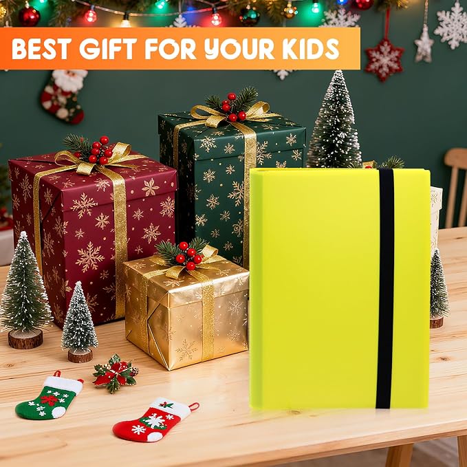 Trading Card Binder 9 Pocket, 360 Card Waterproof Folder with Side Loading Sleeves, Sturdy Card Collection Album for MTG, TCG, Game Cards & Sports Cards (1, Yellow)