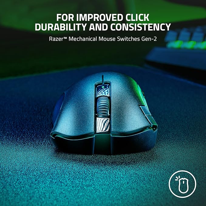Razer DeathAdder V2 X HyperSpeed: Award-Winning Ergonomic Design - Ultra-Fast Wireless - 235hr Battery Life - 7 Programmable Buttons - Gen 2 Mechanical Switches - 5G 14K DPI Optical Sensor