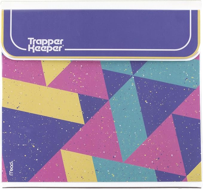 Mead Trapper Keeper Binder, Retro Design, 1 Inch Binder with Folders and Pockets, Holds 8-1/2" x 11" Paper, Colorblock (260038FN-ECM)(Pack of 6)