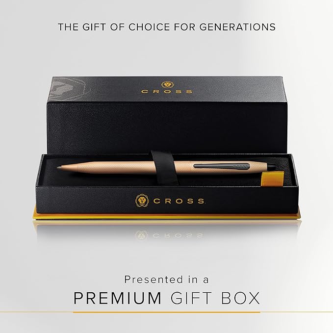 Cross Classic Century Brushed Rose-Gold PVD Ballpoint Pen - Refillable Pen for Effortless Writing - Black Ink - Durable Construction - Premier Distinctive Look - Gift-Ready