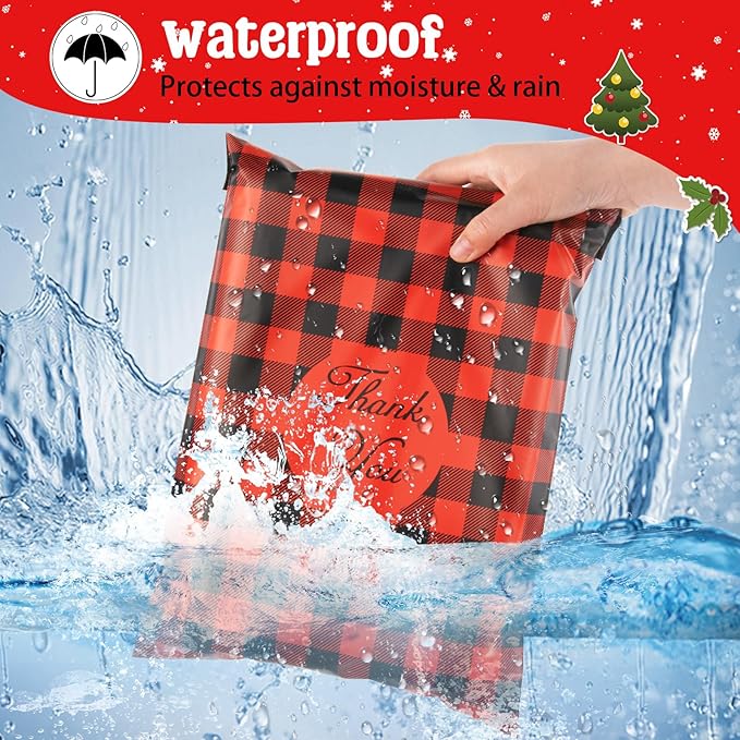 Oududianzi Christmas Poly Mailers 10x13, 100PCS Plastic Shipping Bags, Mailers Poly Bags for Shipping, Self-Seal Mailing Bags, Holiday Polymailers Packaging Bags for Small Business and Clothes