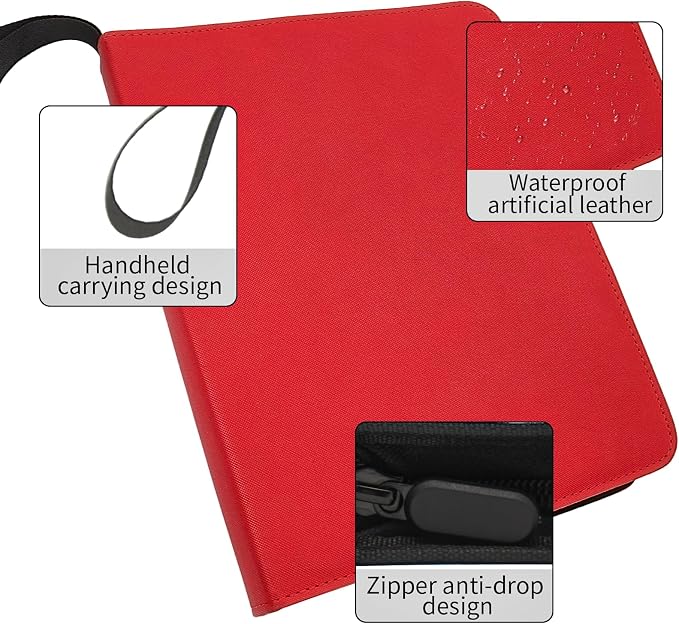 Card Binder – 720 Capacity, Zippered Trading Card Holder for MTG, Sports & Collectible Cards – Acid-Free, Durable & Travel-Friendly Storage (Red dots, 9 Pocket)