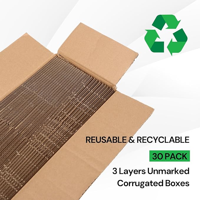 Rempry 30 Pack 6x4x4 Shipping Boxes Brown, Small Corrugated Cardboard Box for Mailing, Packaging Small Business, Kraft Mailer Gift Boxes