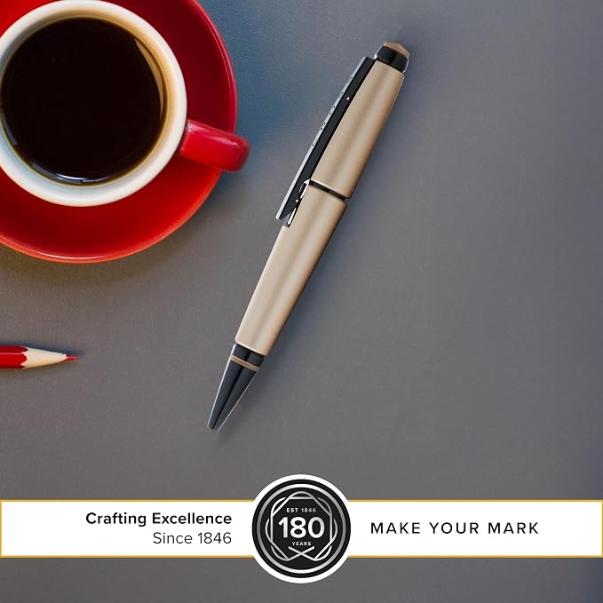 Cross Edge Matte Hazelnut Gel Rollerball Pen, Medium Point, Black Ink | Elegant Accessory for Smooth Writing, Capless Slide-Open and Snap-Shut Design, Ergonomic Shape, Comfortable Grip, Gift-Ready