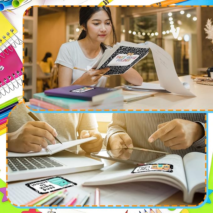 Gueevin 40 Set Student Homework Folder Labels for Composition Notebook Homework Take Home Folder Covers Label with Leave at Home, Send Back to School Sticker Thermal Printed for Office Classroom