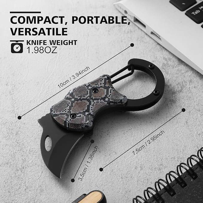Small Pocket Knife for Women Men，Cool Folding Knife Box Cutter，Folding Utility Knife with 1.38''Sharp Blade，Mini EDC Knives for Everyday Carry,Ideal Gifts for Men（Snakeskin Pattern）