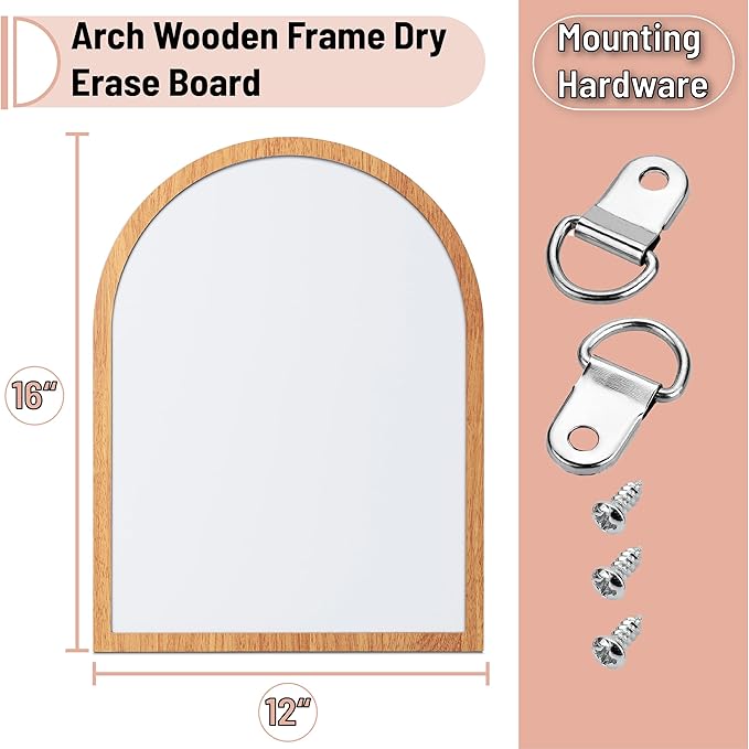 Mr. Pen Dry Erase Board, 16" x 12", Wooden Frame, Boho Design, Mini White Board for Kids & Students, Small Dry Erase Board
