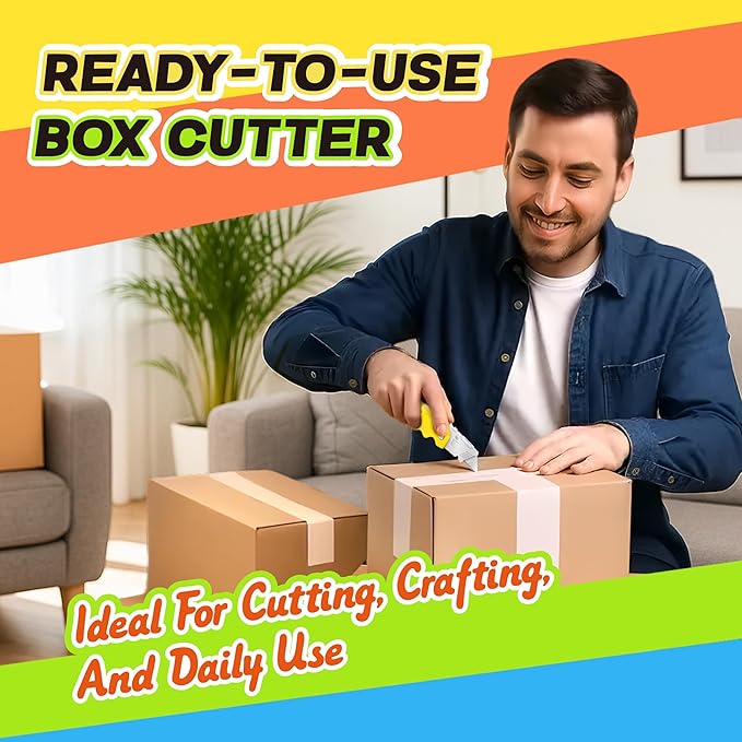 20 Pack Folding Utility Knife, Utility Knives with 20 Pcs Extra Blades, Folding Box Cutter Utility Knife Razor Blade Knife, Heavy Duty Box Cutter for Cardboard, Carpet, Warehouse & Home Use