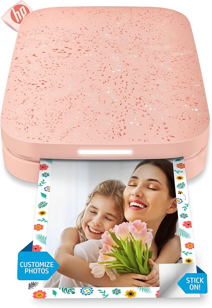 HP Sprocket Portable 2x3 Inch Instant Photo Printer (Blush Pink) Print Pictures on Zink Sticky-Backed Paper From Your iOS & Android Device