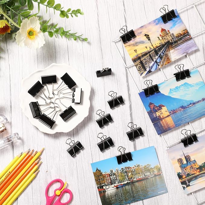 Jetec 100 Pcs Black 1.25 Inch Binder Clip Paper Clamp Metal Paper Clip | for Teachers Students Classroom Business Office and School Office Supplies