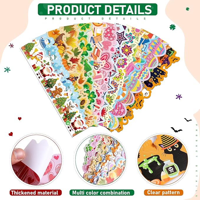 Geyee 360 Pcs Easter Bulletin Board Borders St. Patrick's Holiday Decorations Summer Spring Classroom Borders Bulletin Board Trim for Classroom School, 12 Design(Novel)