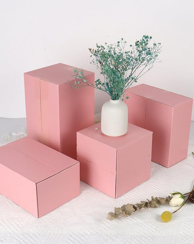 6x6x6 Inch Cute Pink Shipping Boxes, 30 Pack Corrugated Cardboard Box, Mailing Packaging Boxes for Small Business
