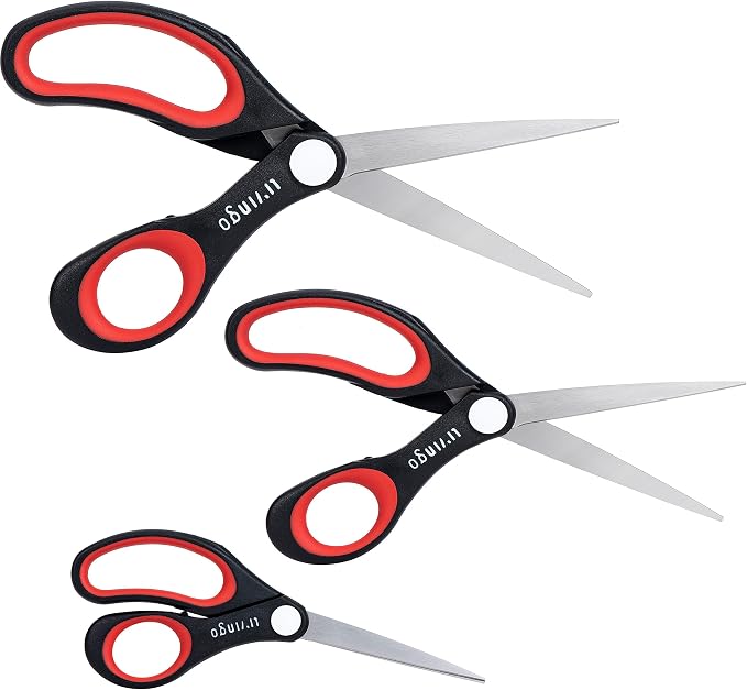 LIVINGO 4-Pack Multipurpose Shears, Heavy Duty Scissors for Home & Office | Kitchen Cooking Sewing Fabric Cutting Poultry Food Paper Craft Office Household School Multi Pack Utility Shears