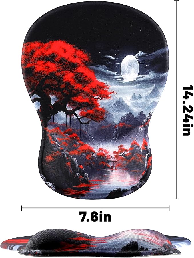 Ergonomic Mouse Pad with Wrist Rest - Gel Wrist Support Mousepad with Non-Slip PU Base for Computer, Laptop, Office & Home