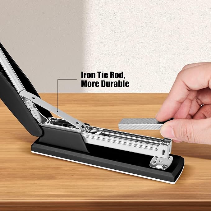 Stapler 25 Sheet Capacity with 1000 Staples and Staple Remover, Black | Staplers for Desk, Non-Slip Office Stapler with Staples for Office, home, School