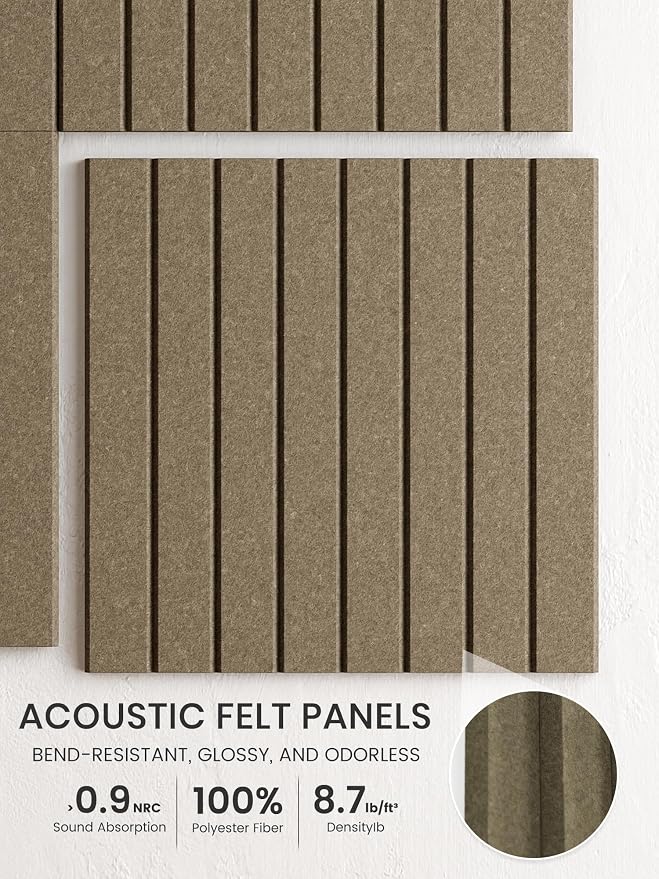 Bumusty 48"x 36" Large Felt Bulletin Board Tiles, Earth Brown | 12-Pack Cork Board Alternative, Wall Decor, 30 Pushpins, 60 Adhesive Tabs, Vision Board, Office, Classroom, Home, Dorm