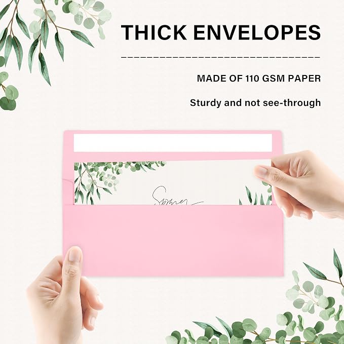 50 Pack #10 Pink Envelopes Letter Size Self Seal Business Envelopes | Security Mailing Envelopes, 4 1/8 x 9 1/2 Inches