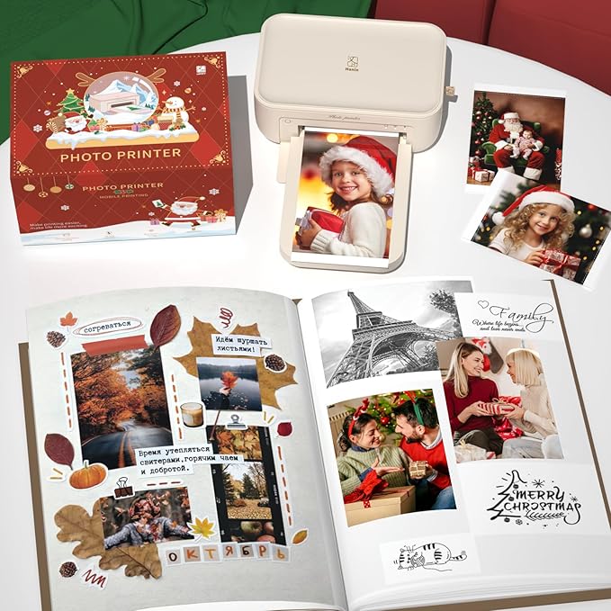 HPRT 4x6 Photo Printer for iPhone & Android, with 20 Sheets & 1 Ribbon, Portable Picture Printer for Phone, Home Use, Ideal Easter Gift for Family & Friends, Beige