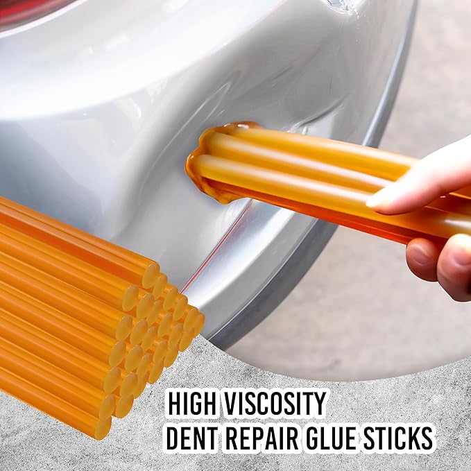 32 Pcs Dent Repair Glue Sticks, 0.43” Dia x 8” Long Yellow Hot Glue Sticks, Paintless Dent Repair Tool Kit PDR Glue Sticks for Craft Gun and Car Body Repair Dent Remover Tool