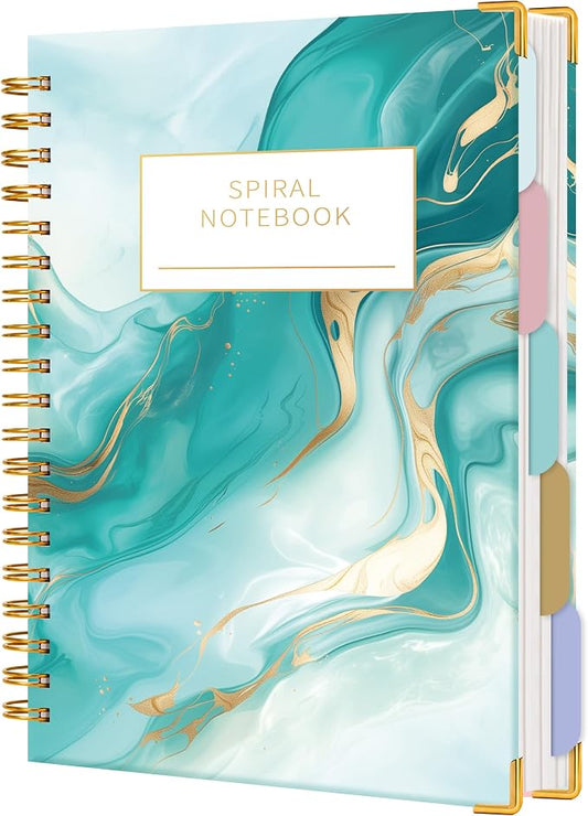 Yoment Hardcover Spiral Notebooks for Work 240 Pages Notebook with Dividers | Multi 5 Subject Notebook College Ruled with Tabs, B5 Lined Journals for Writing, Back to School, Gifts, Ocean