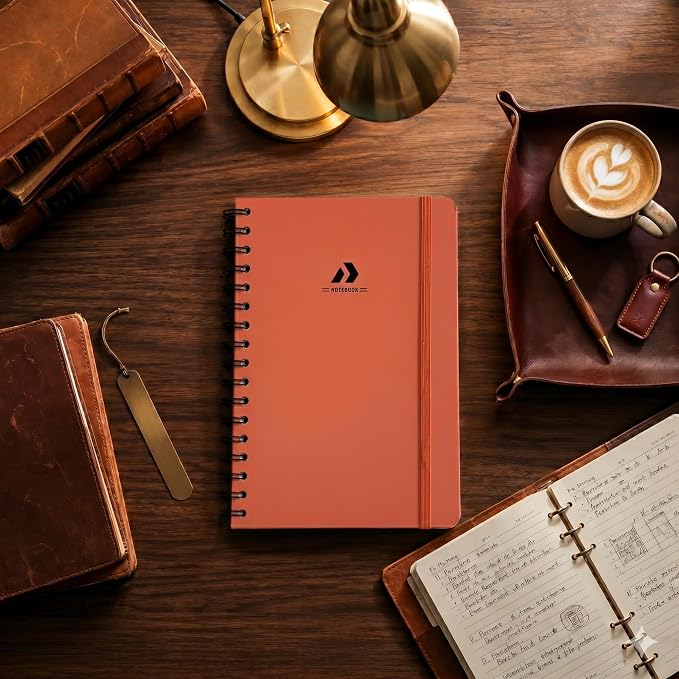 Nextnoid A5 Lined Spiral Notebook - 170 Pages, College Ruled, Vivid Orange | Hardcover Notebook for Everyday Writing, A5 Size (5.8" x 8.3") Journal for Work and School, Daily Journaling and Notetaking