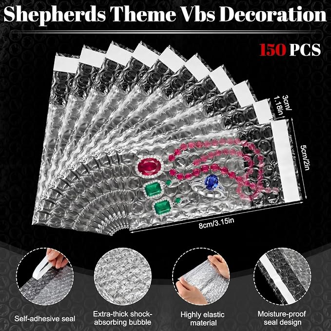 Frienda 150 Pcs Self Adhesive Bubble Bags Packing Pouches, 2" X 3.15" | Double Wall Clear Protective Wrap, Shockproof for Small Business Shipping Packaging, Cushioned Fragile Items Protection