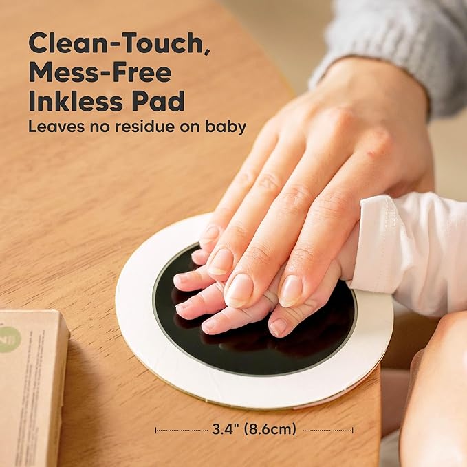 2-Pack Round Inkless Baby Hand and Footprint Kit - Mess Free Ink Pad for Newborn Keepsake, Dog Nose & Paw Print Kit, Clean Touch Ink Pad for Baby Hand & Footprints, Ideal New Mom Gifts (Jet Black)
